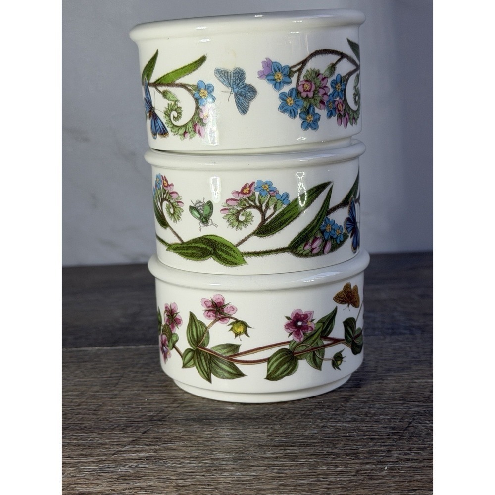 Set Of 3 Botanic  Garden Portmeirion Ramekins Dipping Sauce Bowls